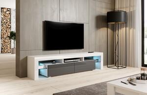 TV stolek Toro 200 cm, bílá matná / bílá lesk / grafit lesk