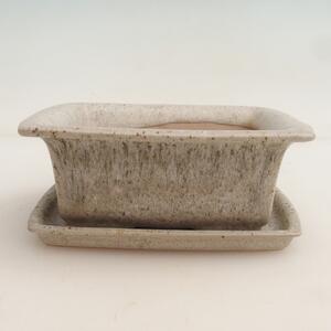 E-bonsai Bonsai miska + podmiska H11 - 11,5 x 10 x 4 cm. - béžová