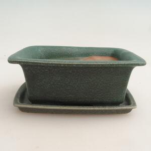 E-bonsai Bonsai miska + podmiska H11 - 11,5 x 10 x 4 cm. - zelená