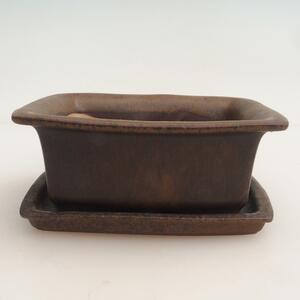 E-bonsai Bonsai miska + podmiska H11 - 11,5 x 10 x 4 cm. - hnědá