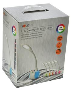 Solight LED stolní stmívatelná lampa s RGB podsvícení, 6,5W, denní bílá, bílá WO39