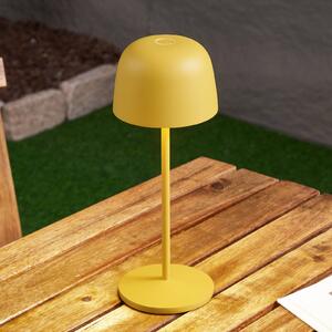Lindby LED dobíjecí stolní lampa Arietty, žlutá, hliník, 27 cm, IP54