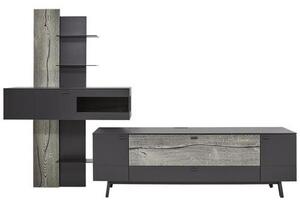 OBÝVACÍ STĚNA, antracitová, šedá, barvy dubu Dieter Knoll - Kompletní obývací stěny