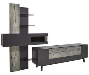 OBÝVACÍ STĚNA, antracitová, šedá, barvy dubu Dieter Knoll - Kompletní obývací stěny