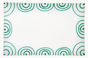 Ručně vyrobený servírovací talíř Green Flamed