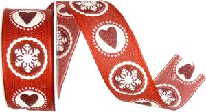 Stuha vánoční CHARM HEARTS červená 25mm x 2m (13,-Kč/m)
