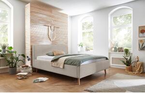 Béžová čalouněná dvoulůžková postel 140x200 cm Mattis - Meise Möbel