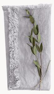 Sada ručně vyrobených lněných ubrousků s třásněmi Light Grey, 2 díly