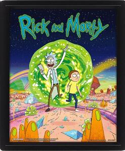 Zarámovaný 3D obraz Rick and Morty - Portal
