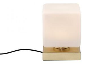 PAUL NEUHAUS LED stolní lampa mosaz, tvar kostky, dotykový stmívač, nadčasový design 3000K