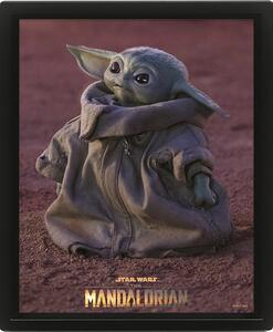 Zarámovaný 3D obraz Star Wars - Mandalorian - Grogu