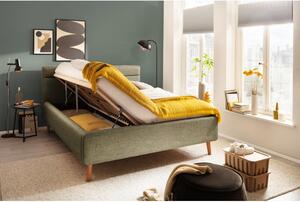 Zelená čalouněná dvoulůžková postel s úložným prostorem s roštem 160x200 cm Lotte - Meise Möbel
