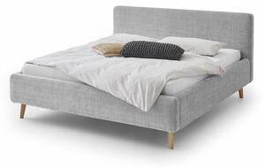 Šedá čalouněná dvoulůžková postel s úložným prostorem s roštem 160x200 cm Mattis - Meise Möbel