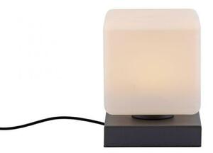 PAUL NEUHAUS LED stolní lampa, antracit, tvar kostky, dotykový stmívač, nadčasový design 3000K