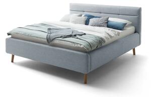 Šedomodrá čalouněná dvoulůžková postel s úložným prostorem a s roštem 160x200 cm Lotte - Meise Möbel