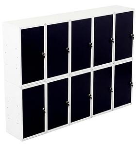 10x Uzamykatelná kovová skříňka Trestles SKM 350x350x700, černá dvířka