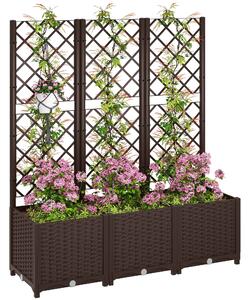 Outsunny PP Zahradní Květináč s Trellis Velký Exteriérový Květináč s Odkapávacími Otvory a Zásobníky Vody pro Popínavé Rostliny Podpora pro Zahradu, T