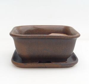 E-bonsai Bonsai miska + podmiska H38 - 12 x 10,5 x 5 cm. - hnědá