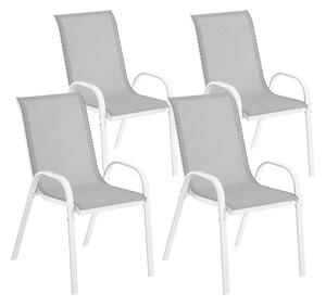 Outsunny Set 4 Klasických Zahradních Křesel - Stohovatelná Židle do Zahrady s Dýchacím Textilním Potahem, Ocelový Rám, Područky a Opěrka 54x71x93 cm Š