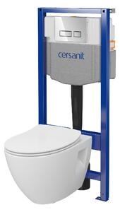 Cersanit Moduo, System50 MECH podomítkový rám + závěsná wc mísa Moduo Plus CleanOn + chromové tlačítko MOVI II, S701-769