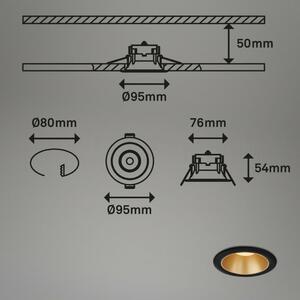 BRILONER LED vestavná svítidla sada, pr.9,5 cm, 3x LED, 4,9 W, 480 lm, černá-zlatá IP44 BRI 7041-035