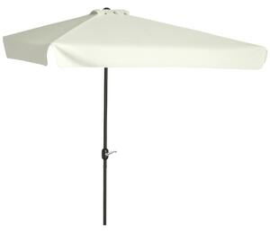 Obdélníkový slunečník Outsunny 230x130x249 cm s bočním upevněním a kličkou, UV ochrana, voděodolný slunečník pro balkon, terasu a zahradu, krémový | A