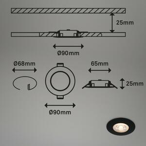 BRILONER LED vestavná svítidla, pr.9 cm, 3x LED, 5 W, 480 lm, černá IP65 BRI 7044-035