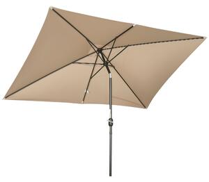 Outsunny Hliníkový Slunečník 200x300x253 cm Obdélníkový Zahradní Slunečník s Kličkou a Odnímatelným Sloupem pro Terasu, Bazén, Patio venkovní Khaki |