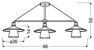 CLX Závěsné industriální osvětlení nad jídelní stůl LOFT, 3xE27, 60W, černé 33-43115
