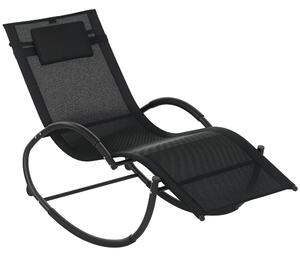 Outsunny Zahradní houpací křeslo s opěrkou hlavy, područkami a kovovým rámem, nosnost 120 kg, pro vnitřní i venkovní použití 155x61x88 cm, černé | Aos