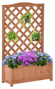 Outsunny Truhlík z masivního dřeva s treláží a podpěrou pro popínavé rostliny a květiny na balkon, terasu, zahradu 70x28x117 cm Hnědý | Aosom