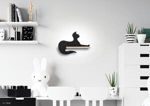 CLX Dětská nástěnná LED lampa s poličkou SAVONA, 5W, denní bílá, kočka, černá 21-75642