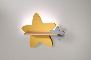 CLX Dětské nástěnné LED osvětlení s poličkou VIBO VALENTIA, 5W, denní bílá, hvězda 21-75611