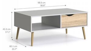 Retro konferenční stolek Oslo 75384 bílý/struktura dubu - TVI