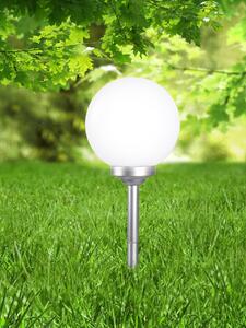 GLOBO Zahradní LED zapichovací osvětlení SOLAR, 70x30cm, tvar koule, stříbrnobílé 3378