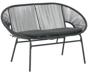 Outsunny 2-místná zahradní židle Acapulco s opěrkami, polstrováním a ocelovým rámem, nosnost 260 kg, pro balkon, terasu, patio, 132x72x83 cm, černá |