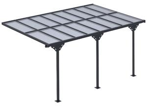 Outsunny Pergola Zahradní Altán 4 x 3 m Sada Stanu S Nastavitelnou Výškou, Slunečník, Kryt Terasy, Hliníkový, Šedý | Aosom