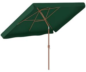 Outsunny Zahradní Slunečník 300x200 cm s Nastavitelným Úhlem, Hliníkovou Tyčí a UV ochranou 50+ pro Terasu a Zahradu Tmavě Zelená | Aosom