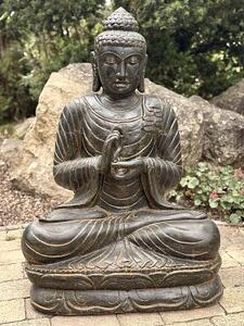 Socha Buddha 100 cm – černá se světlými akcenty