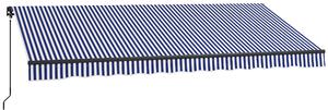 OUTSUNNY Stahovací markýza ruční s nastavitelným sklonem hliníková 396 x 300 cm modrobílá