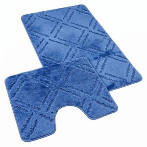 Kvalitex Koupelnová a WC předložka kosočtverce modré SADA 60 x 100 cm + 60 x 50 cm