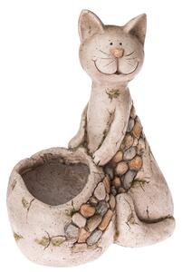 Keramický obal na květináč Sedící kočka, 21,5 x 43 x 32,5 cm