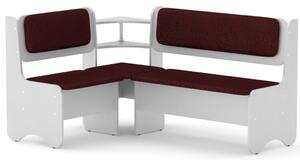 Rohová lavice SOFIA (Barva dřeva: bílá, Materiál potahu: vinyl - bordo)