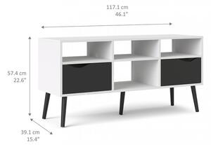 Retro televizní stolek Oslo 75391 bílá/černý mat - TVI