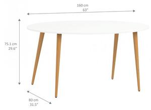 Retro jídelní stůl oválný Oslo 75397 bílý/světlé nohy - TVI
