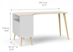 Retro psací stůl Oslo 75450 bílý/struktura dubu - TVI