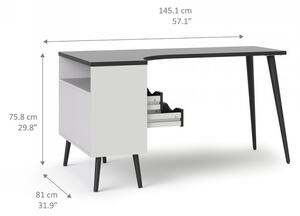 Retro psací stůl Oslo 75450 bílý/černý mat - TVI
