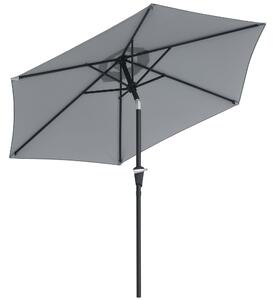 Zahradní deštník Outsunny Ø230 cm s nastavitelným sklonem a ručním křivým, voděodolný deštník pro terasu šedý | Aosom
