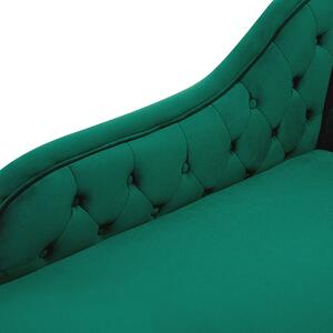 Tmavě zelená pohodlná sametová lenoška Chesterfield - pravá NIMES