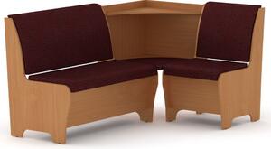 Rohová lavice MARSEI (Barva dřeva: buk, Materiál potahu: vinyl - bordo)
